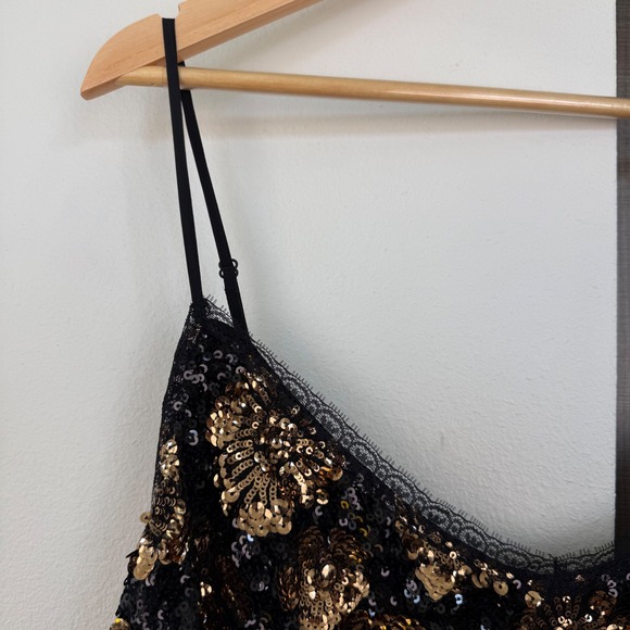 J. Crew Collection Black Gold Sequin Slip Midi Dress - Picture 7 of 16